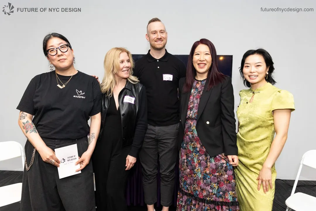 Five event collaborators pose together at Future of NYC Design.