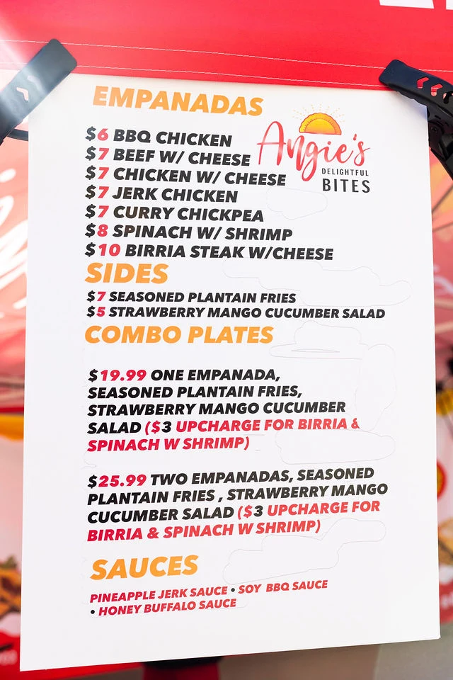 A colorful food menu displayed at High Society.