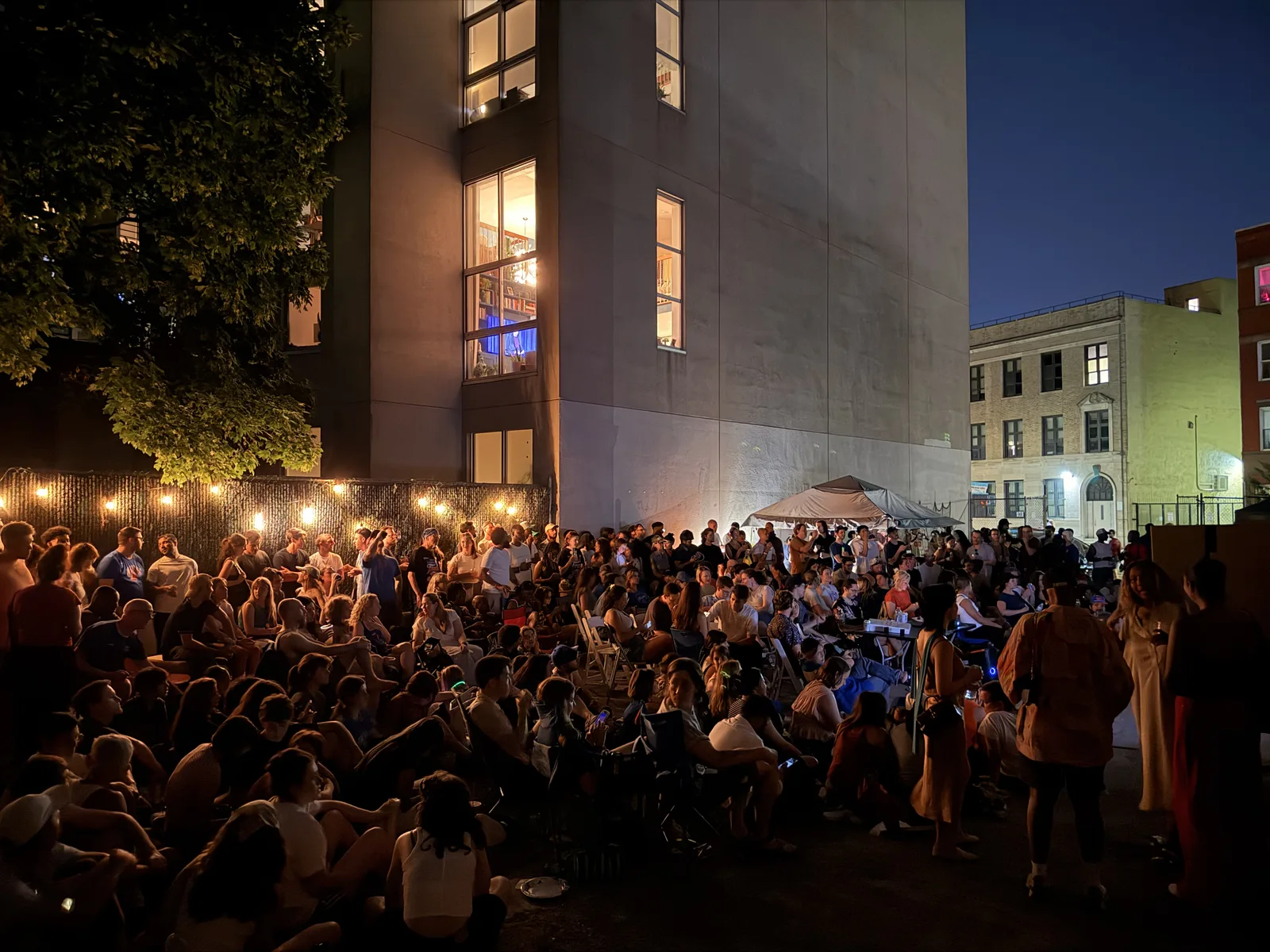 A large crowd gathered at the NBA Finals viewing experience in New York